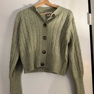 Rachel Zoe Olive Cable Knit Cardigan (Worn Once)